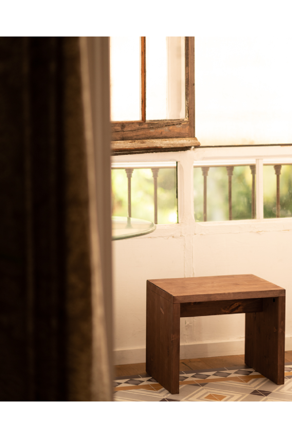 Angular Solid Wood Stool | Decowood Telva | Oroa.com