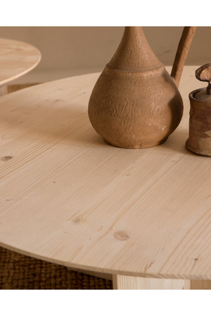 Varnished Wood Round Coffee Table | Decowood Bloom | Oroa.com