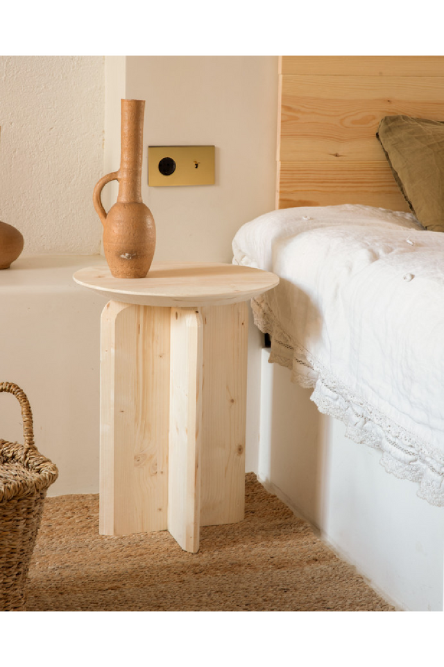 Round Solid Wood Side Table | Decowood Bloom | Oroa.com