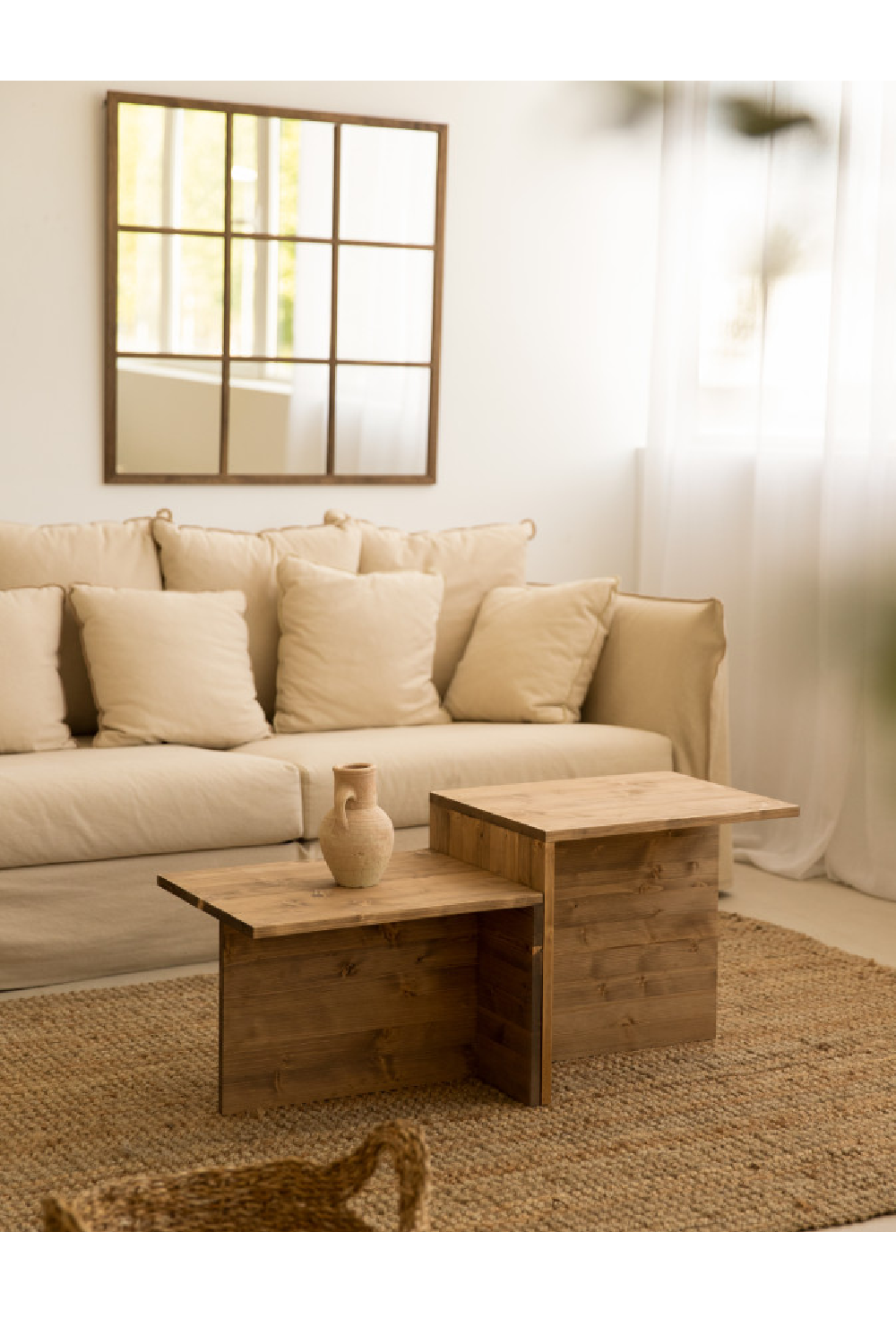 Cantilevered Solid Wood Coffee Tables (2) | Decowood Theo | Oroa.com