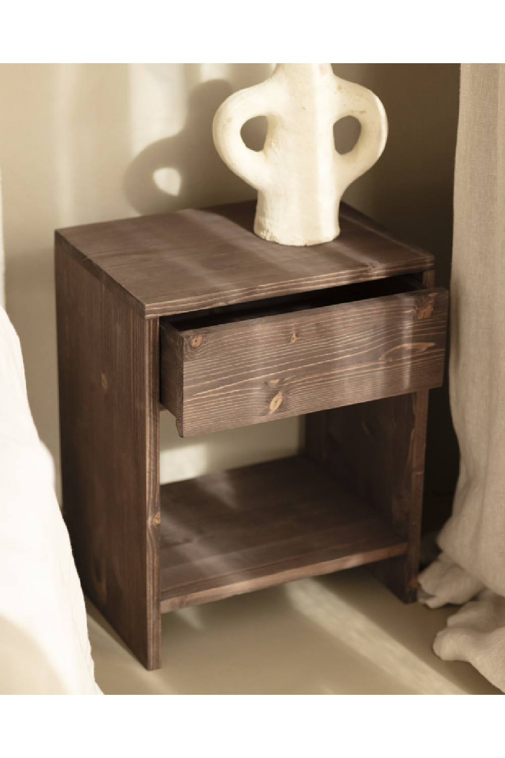 1-Drawer Wooden Bedside Table | Decowood Martina | Oroa.com