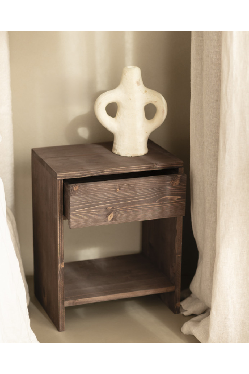 1-Drawer Wooden Bedside Table | Decowood Martina | Oroa.com