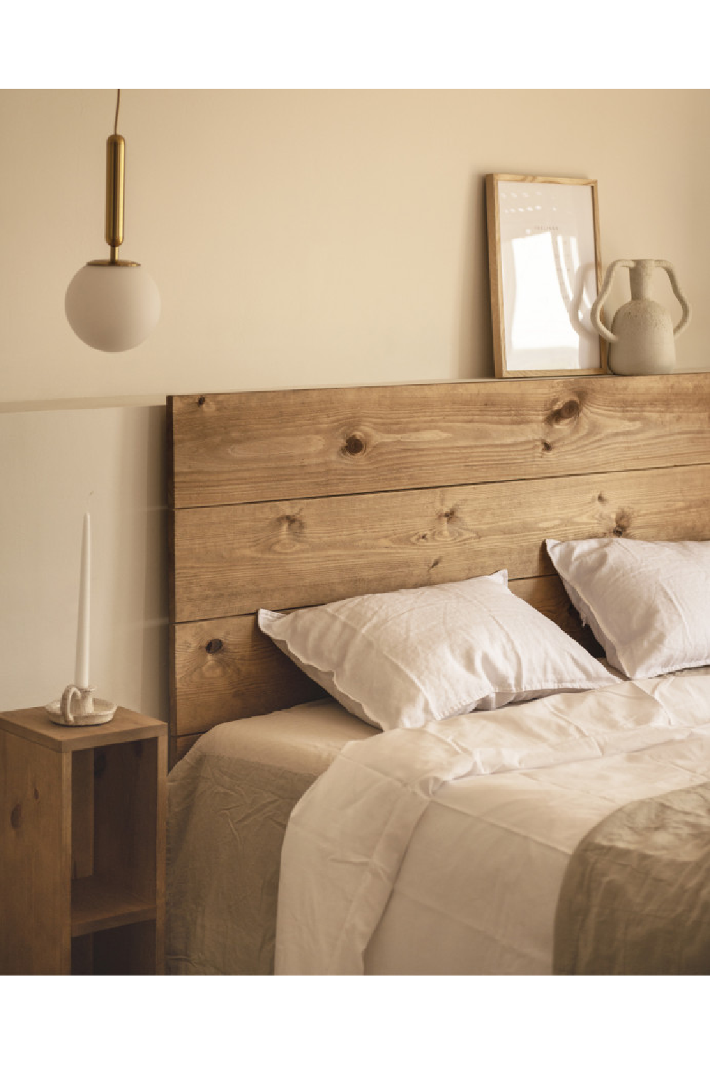 Wooden Headboard and Bedside Table | Decowood Flandes + Lina | Oroa.com