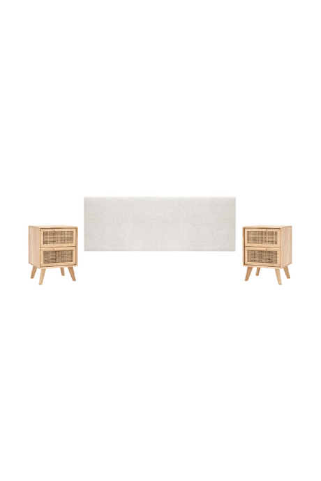 Headboard and 2-Drawer Bedside Tables (2) | Decowood Hoola + Caning | Oroa.com