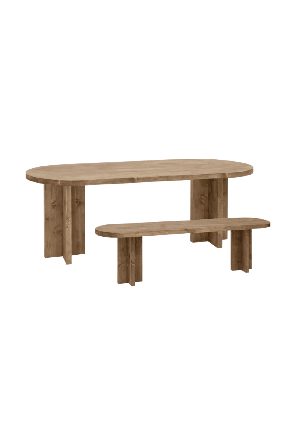 Oval Dining Table and Bench Set | Decowood Tokyo | Oroa.com
