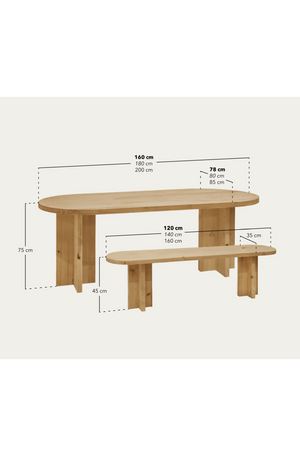 Oval Dining Table and Bench Set | Decowood Tokyo | Oroa.com