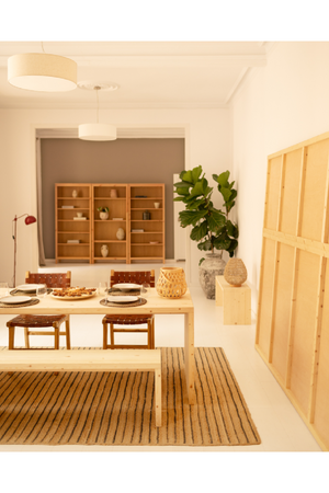 Angular Dining Table and Bench Set | Decowood Telva | Oroa.com