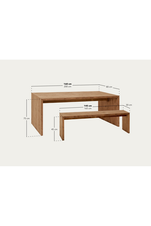 Angular Dining Table and Bench Set | Decowood Telva | Oroa.com