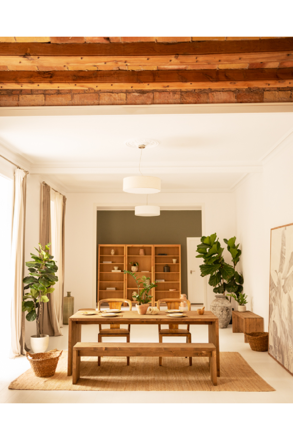 Angular Solid Wood Benches (2) | Decowood Telva | Oroa.com