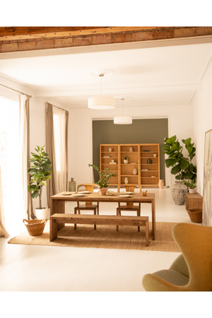 Angular Solid Wood Benches (2) | Decowood Telva | Oroa.com