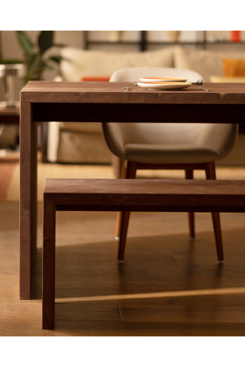 Angular Solid Wood Benches (2) | Decowood Telva | Oroa.com