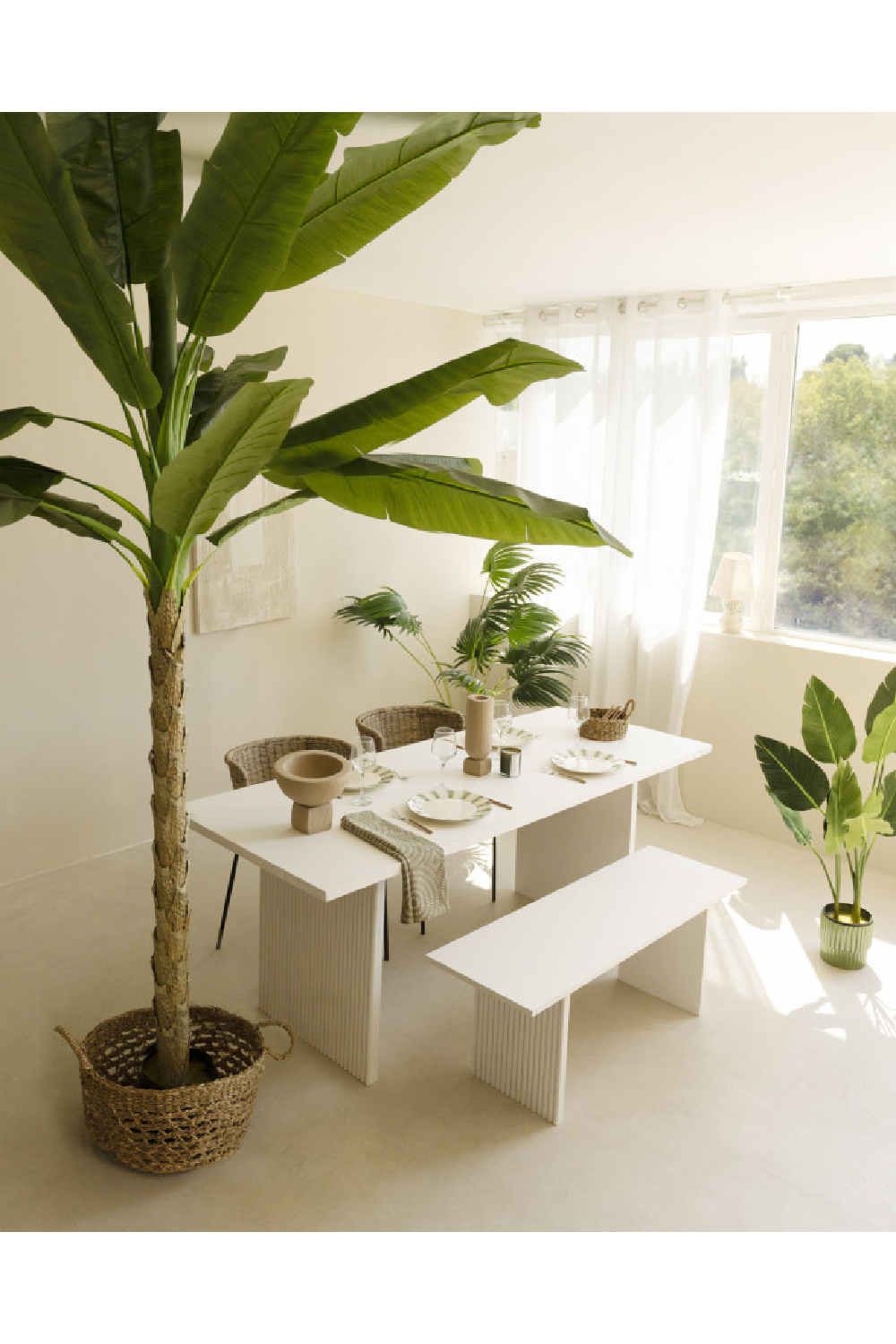 Fluted Wood Legs Bench | Decowood Bali | Oroa.com