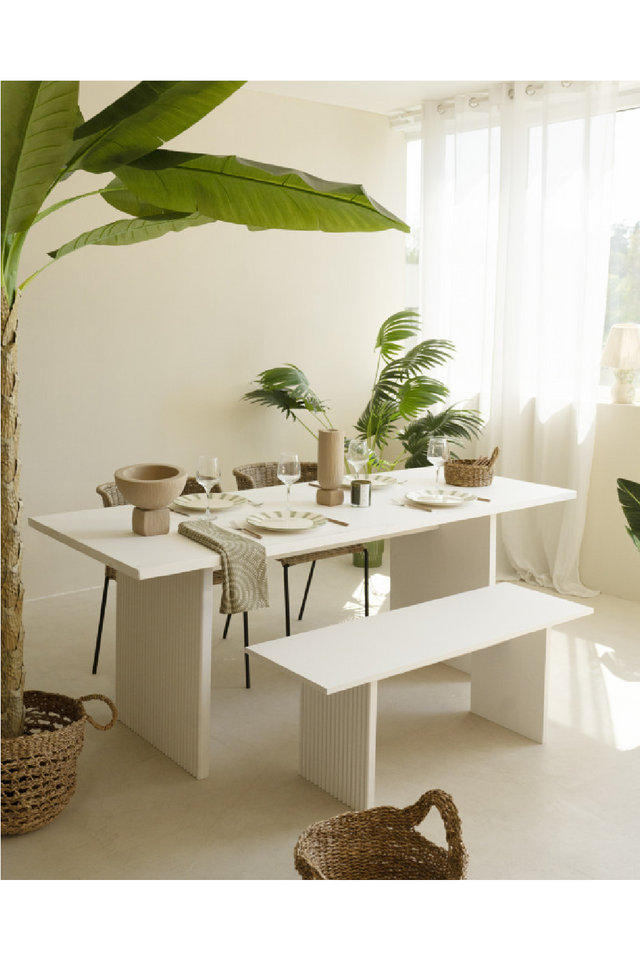 Fluted Wood Legs Dining Table | Decowood Bali | Oroa.com