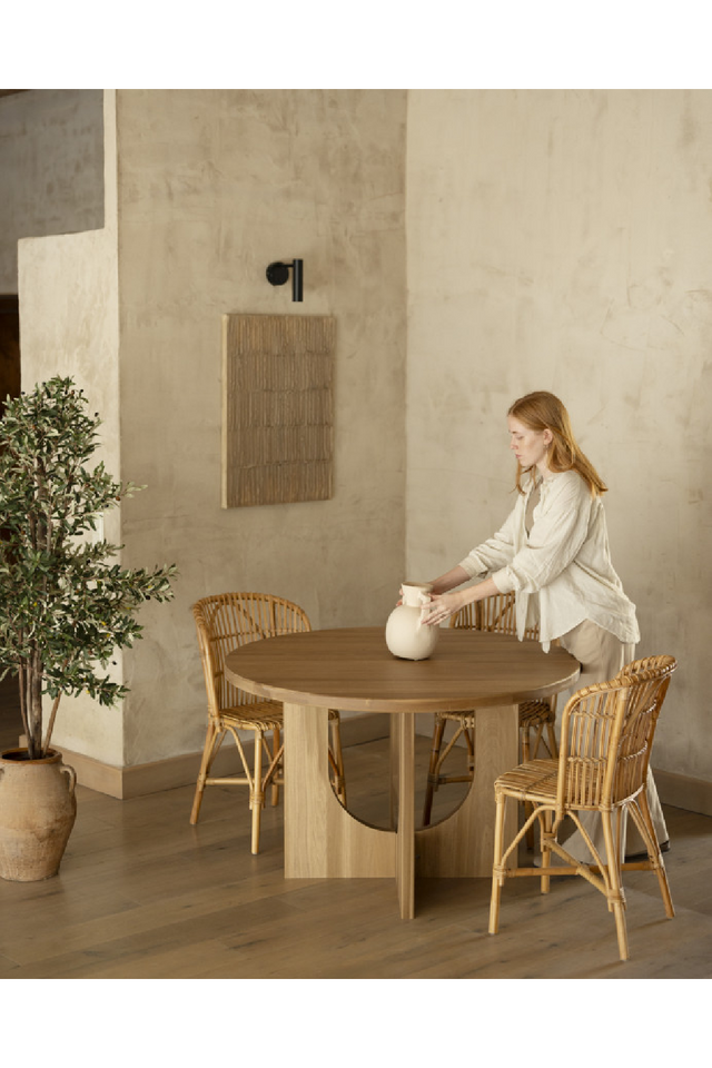 Varnished Poplar Round Dining Table | Decowood Lua | Oroa.com