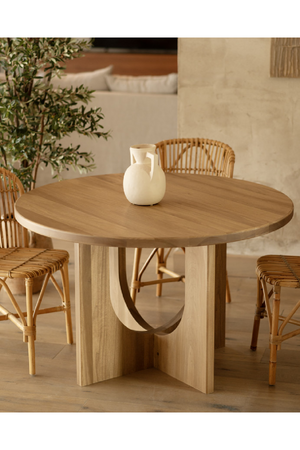 Varnished Poplar Round Dining Table | Decowood Lua | Oroa.com