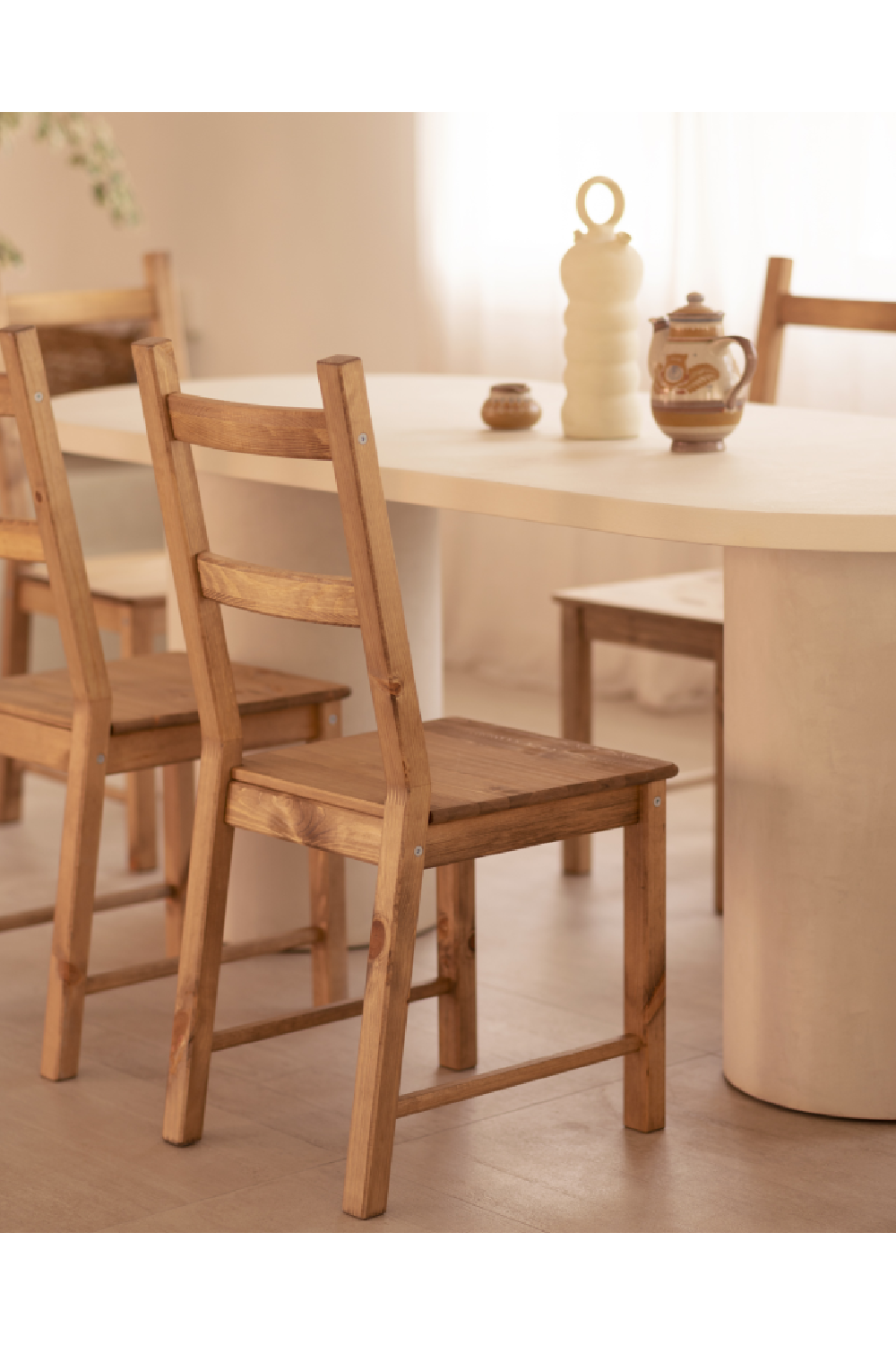 Pine Wood Dining Chair Set (6) | Decowood Lucia | Oroa.com
