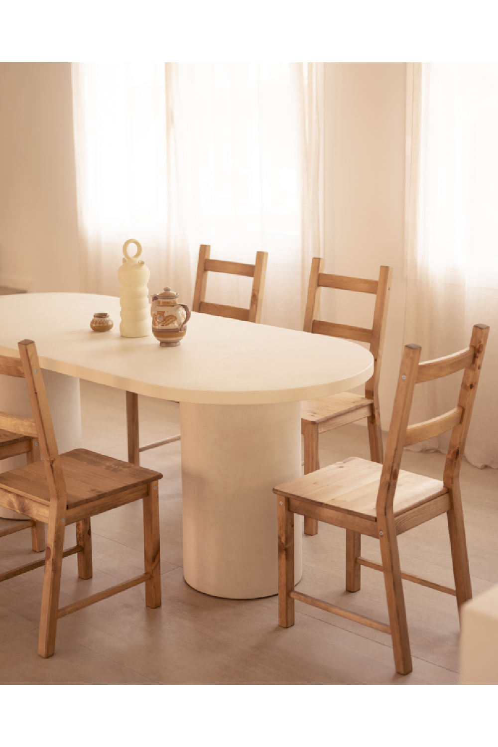 Pine Wood Dining Chair Set (6) | Decowood Lucia | Oroa.com