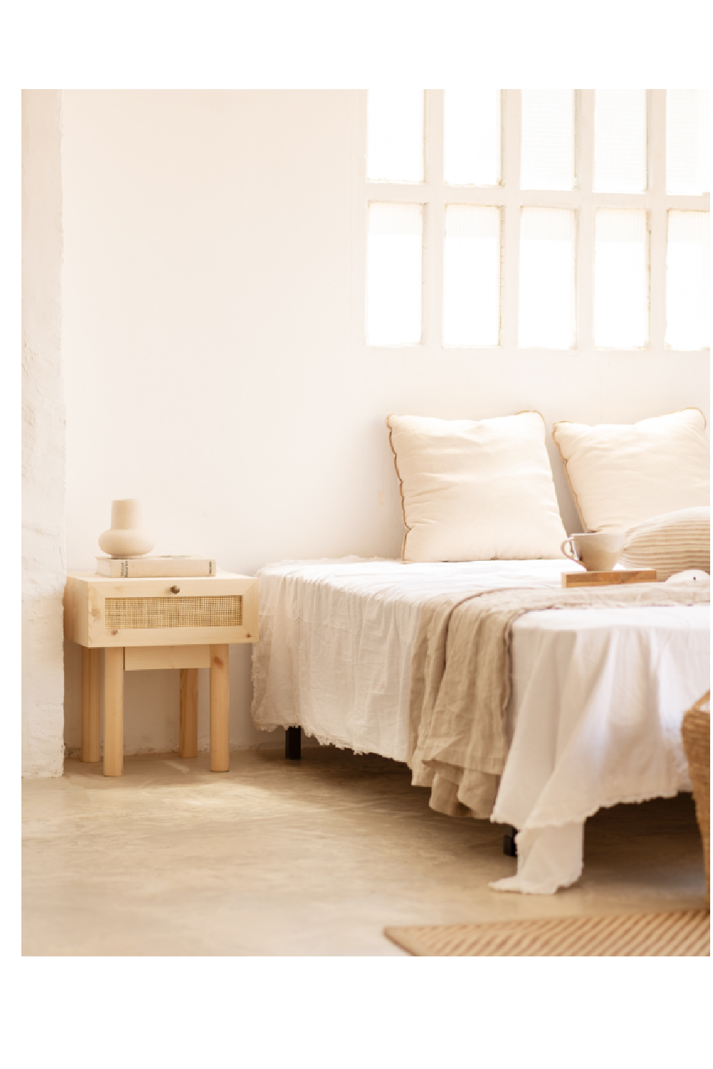 Rattan Drawer Bedside Table Set (2) | Decowood Frida | Oroa.com