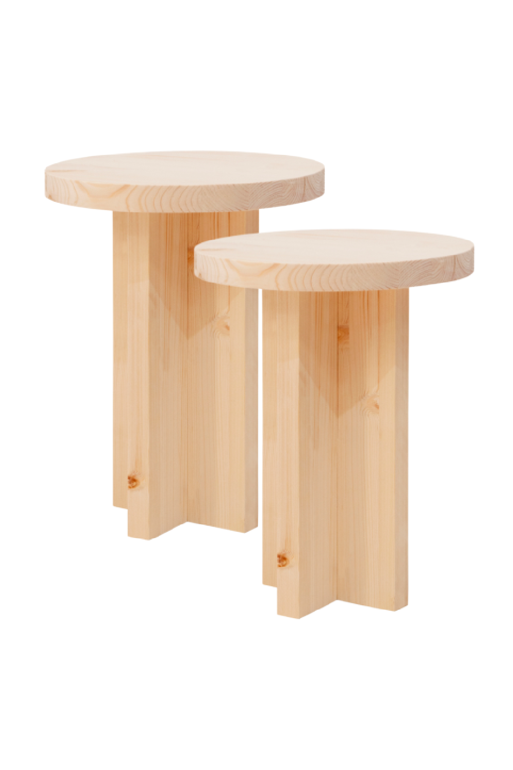 Crossed Base Wooden Side Tables (2) | Decowood Tokyo | Oroa.com