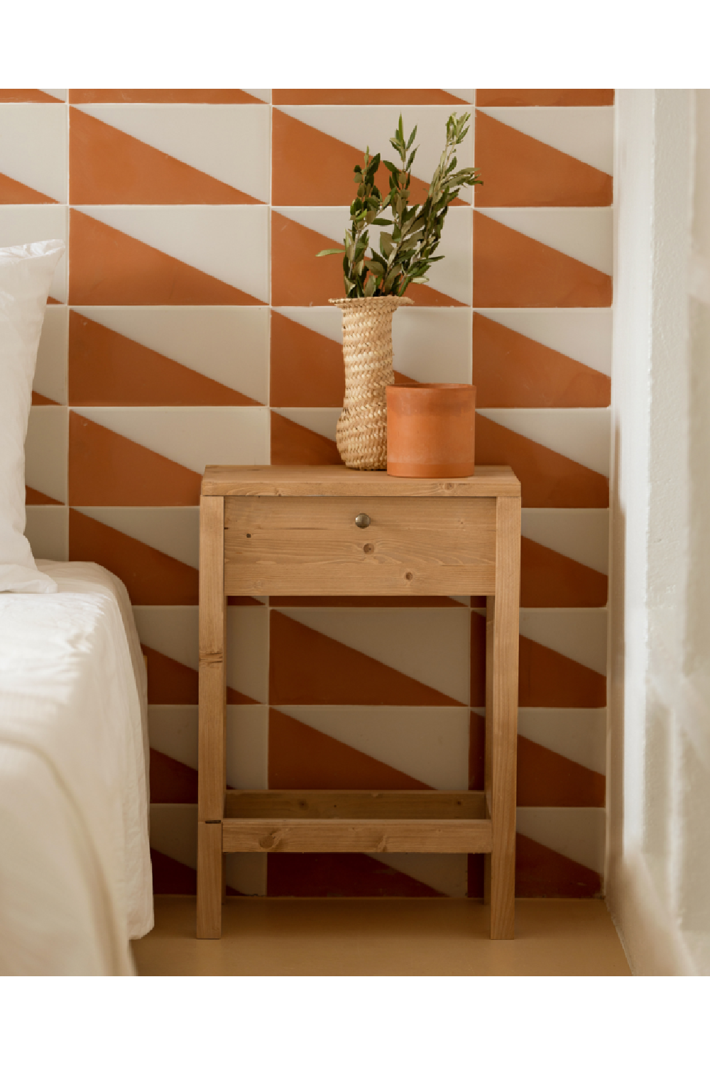 Medium Oak 1-Drawer Nightstands (2) | Decowood Lia | Oroa.com