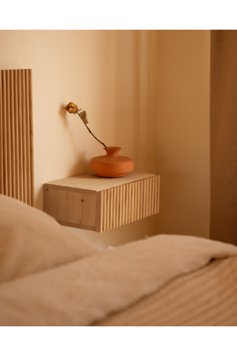 Fluted Floating Bedside Table Set (2) | Decowood Bali | Oroa.com