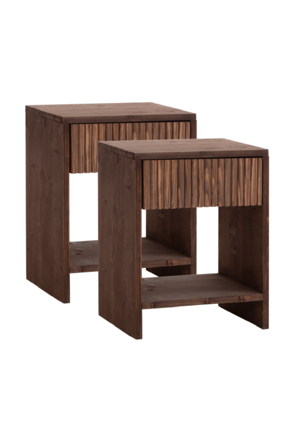 Fluted Drawer Bedside Table Set (2) | Decowood Bali | Oroa.com