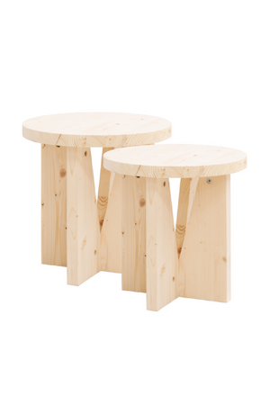 Geometric Base Wooden Side Tables (2) | Decowood Vega | Oroa.com