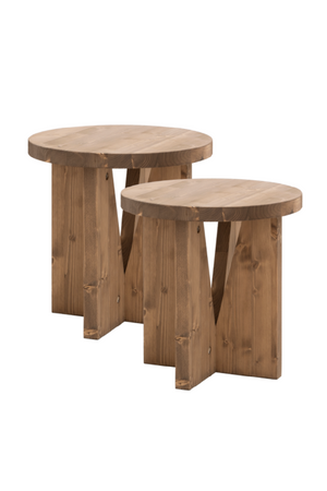 Geometric Base Wooden Side Tables (2) | Decowood Vega | Oroa.com