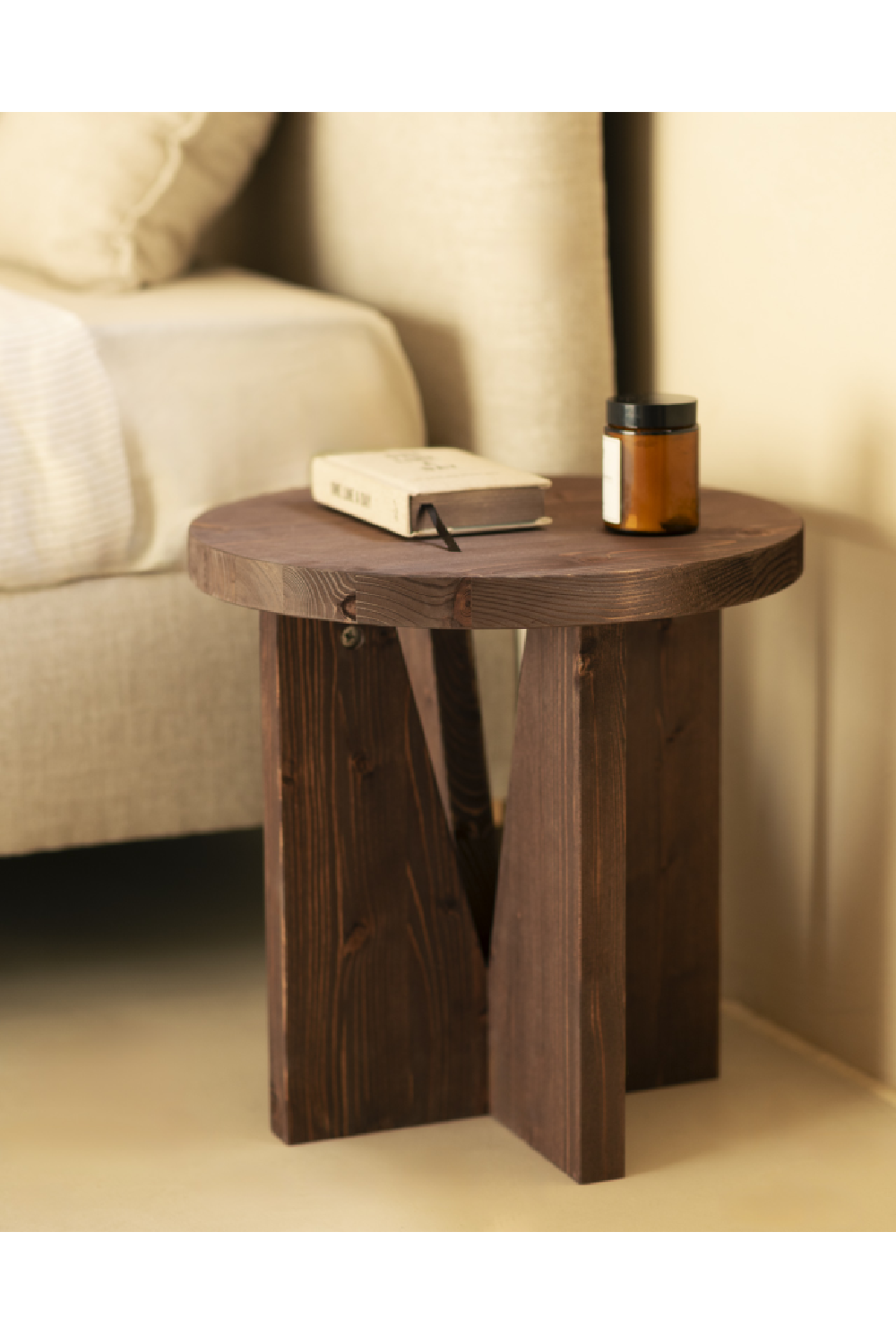 Geometric Base Wooden Side Tables (2) | Decowood Vega | Oroa.com