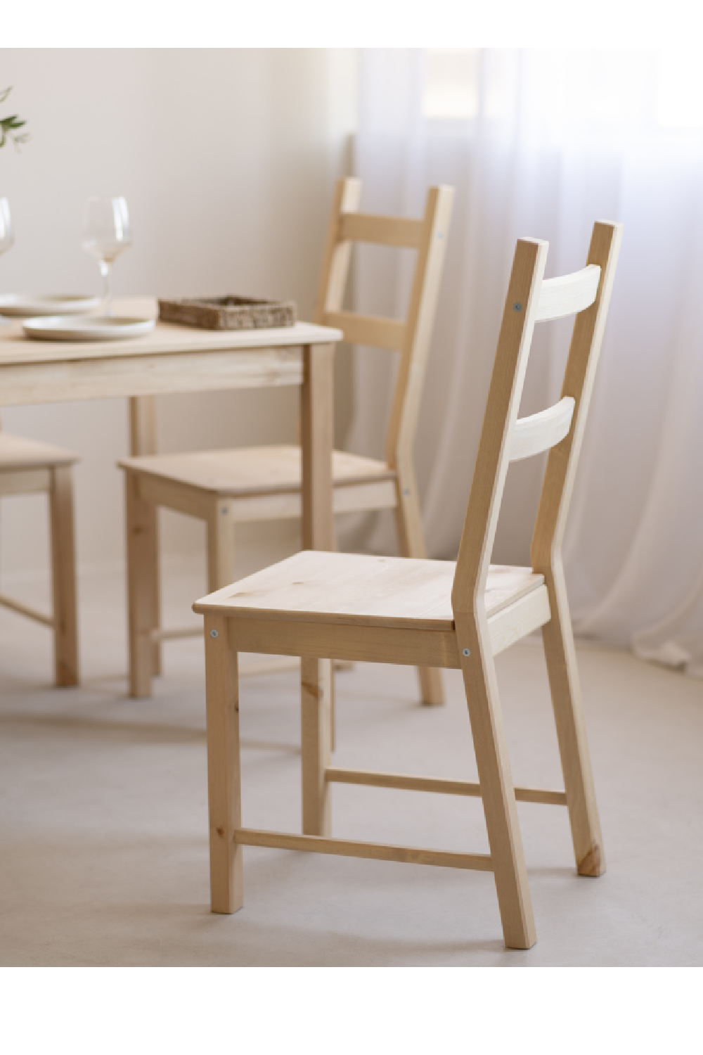 Pine Wood Dining Chair Set (4) | Decowood Lucia | Oroa.com