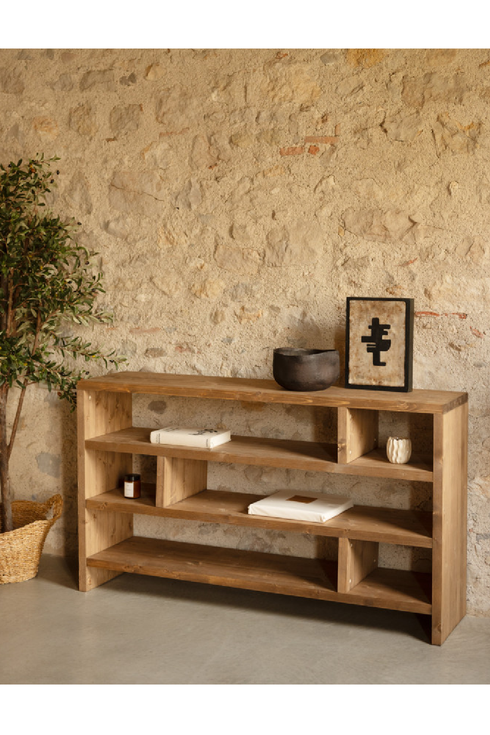 Solid Wood Low Bookshelf | Decowood Rose  | OROA.com