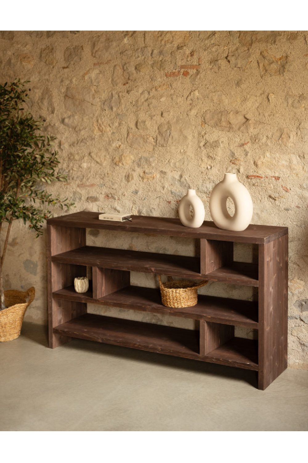 Solid Wood Low Bookshelf | Decowood Rose  | OROA.com
