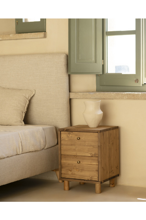 2-Drawer Wooden Bedside Table | Decowood Saura | OROA.com