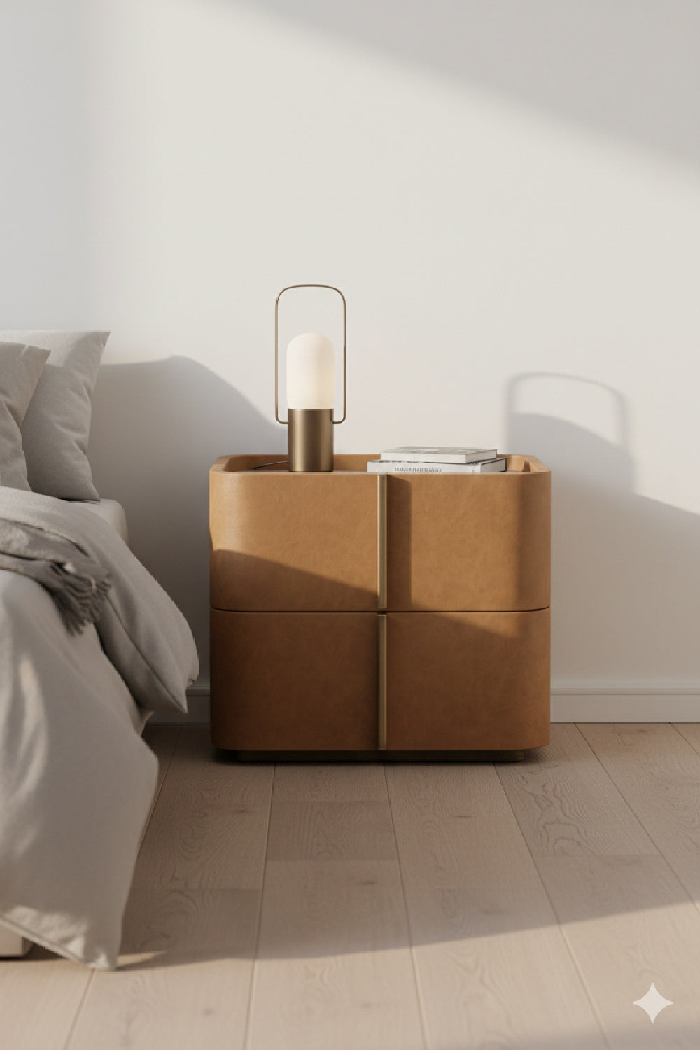 Modern European furniture - Leather-Look 2-Drawer Nightstand - www.oroa.com