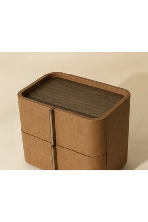 Modern European furniture - Leather-Look 2-Drawer Nightstand - www.oroa.com