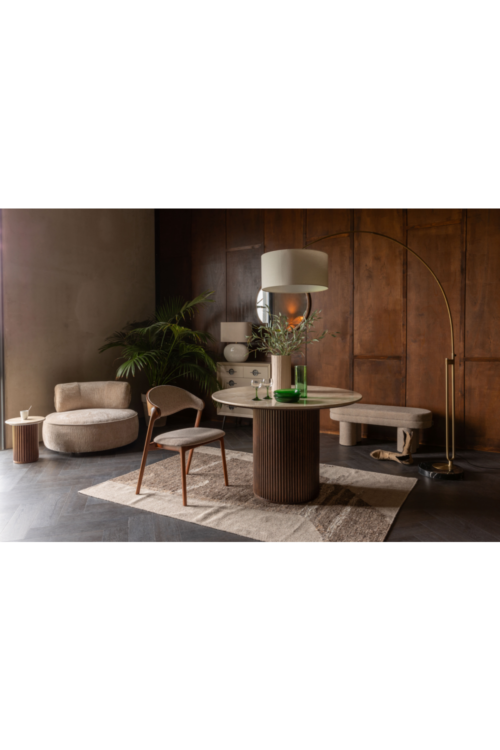 Bouclé Upholstered Bench | Dutchbone Fern | OROA.com
