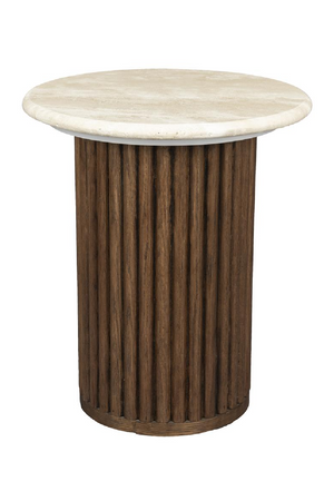 Cream Travertine Round Side Table | Dutchbone Arda | OROA.com