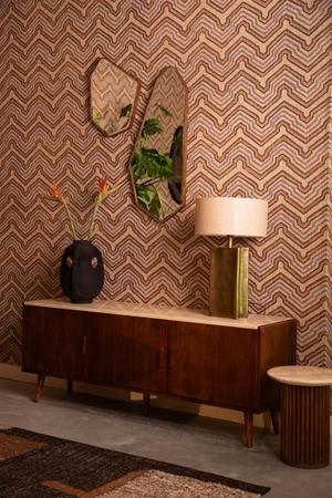 Cream Travertine Round Side Table | Dutchbone Arda | OROA.com