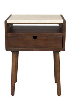 1-Drawer Travertine Side Table/Bedstand | Dutchbone Arda | OROA.com