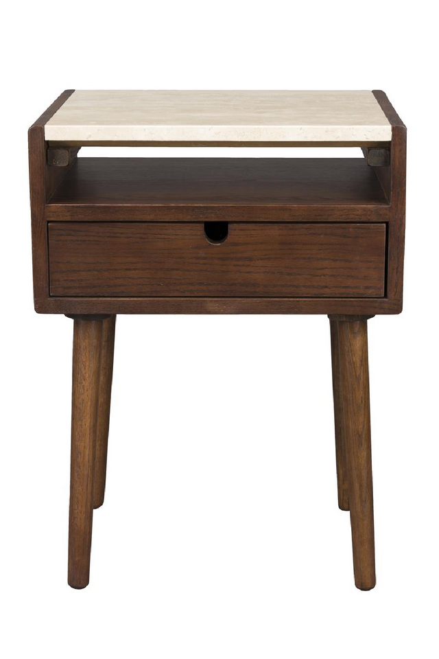 1-Drawer Travertine Side Table/Bedstand | Dutchbone Arda | OROA.com