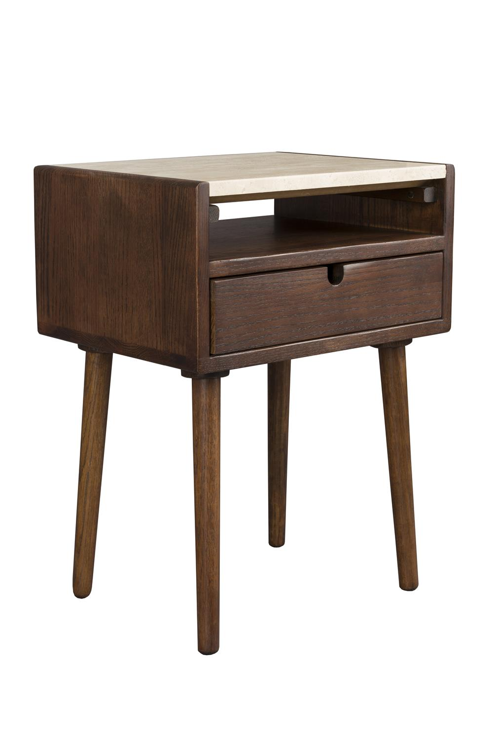 1-Drawer Travertine Side Table/Bedstand | Dutchbone Arda | OROA.com