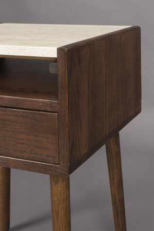 1-Drawer Travertine Side Table/Bedstand | Dutchbone Arda | OROA.com