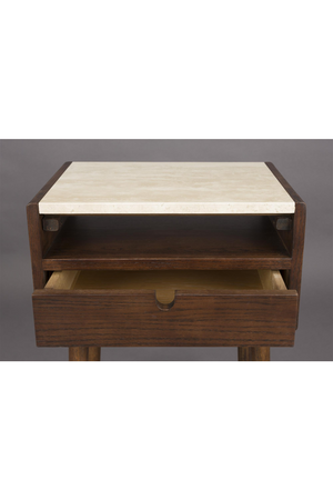 1-Drawer Travertine Side Table/Bedstand | Dutchbone Arda | OROA.com