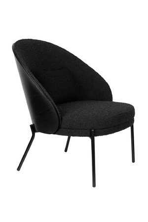 Black Bouclé Curved Lounge Chair | Dutchbone Rodin | OROA.com
