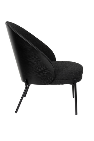 Black Bouclé Curved Lounge Chair | Dutchbone Rodin | OROA.com