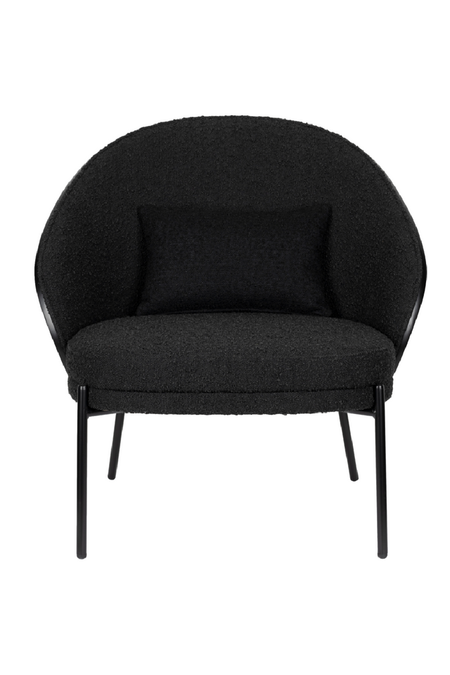 Black Bouclé Curved Lounge Chair | Dutchbone Rodin | OROA.com