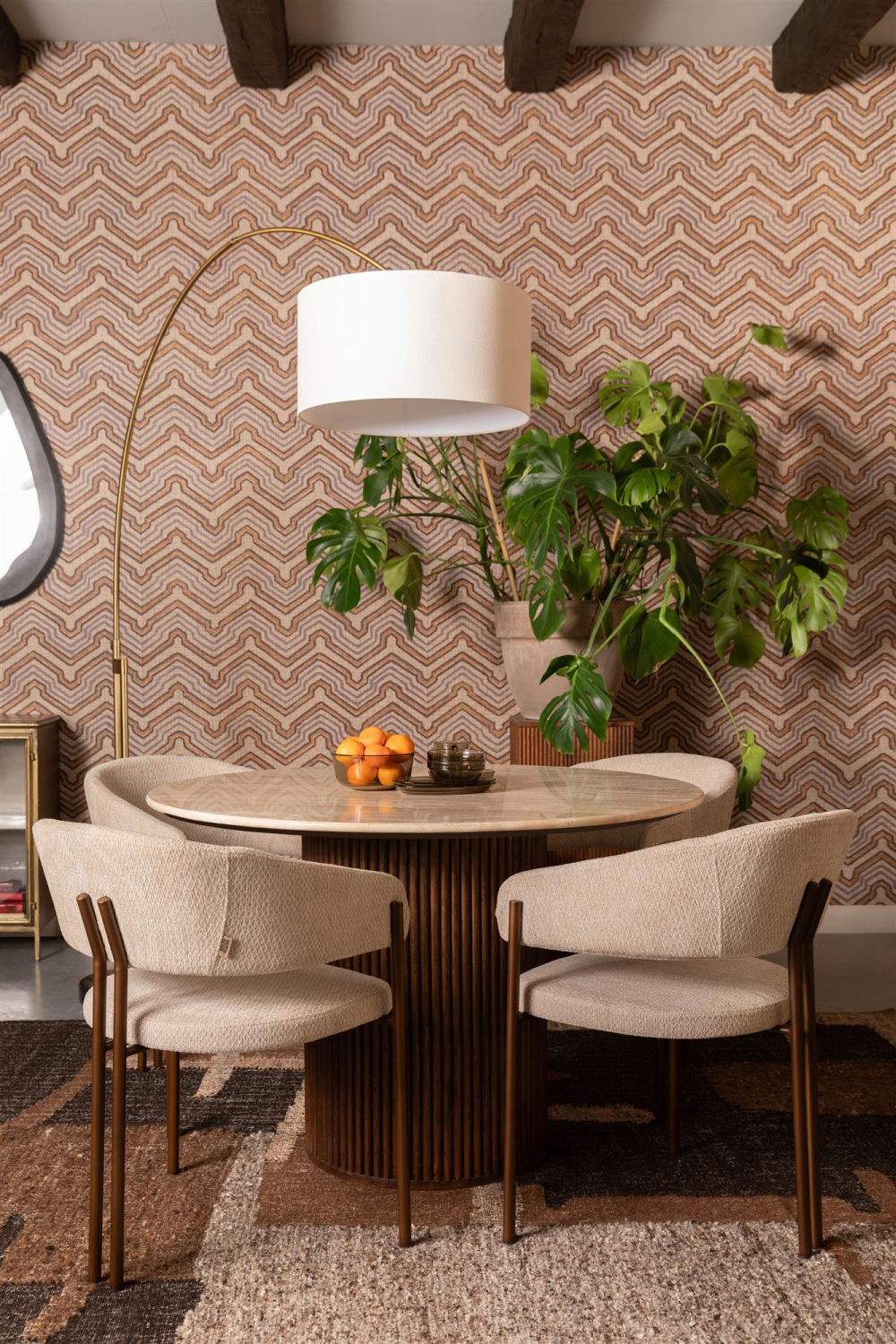 Bouclé Curved Dining Chairs (2) | Dutchbone Naida| OROA.com
