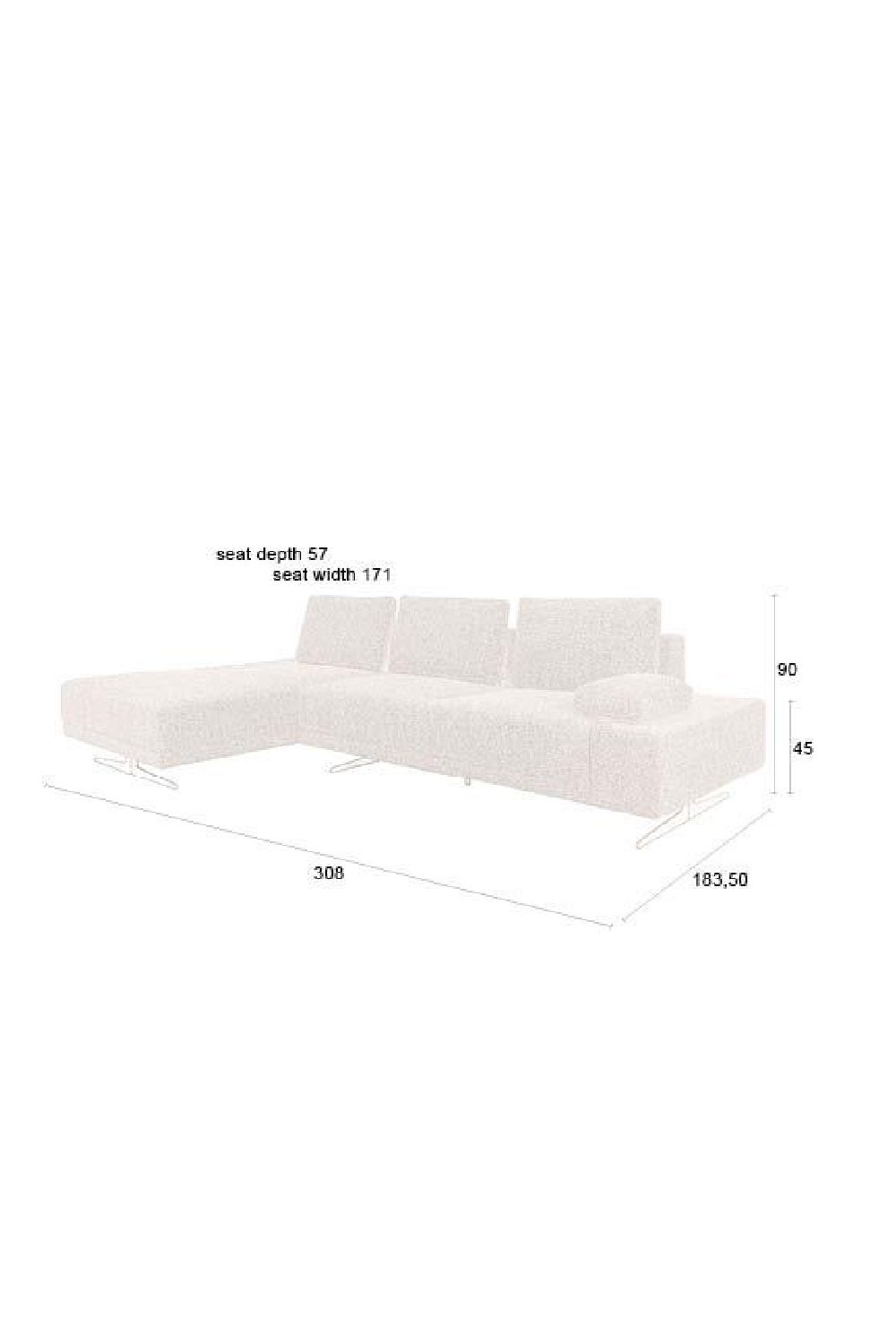Off White Upholstered Sofa | Dutchbone Shelly | OROA.com