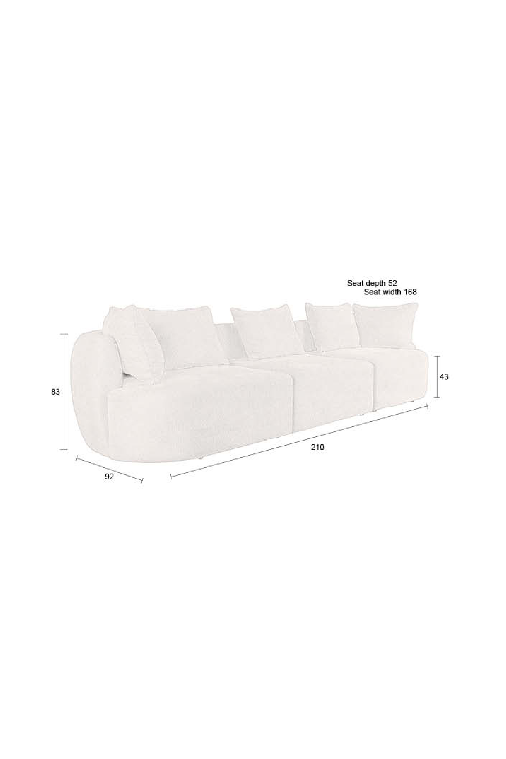 Woven Fabric 3-Seater Sofa | Dutchbone Rocca | OROA.com