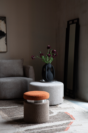 Round Upholstered Ottoman | Dutchbone Rocca | OROA.com